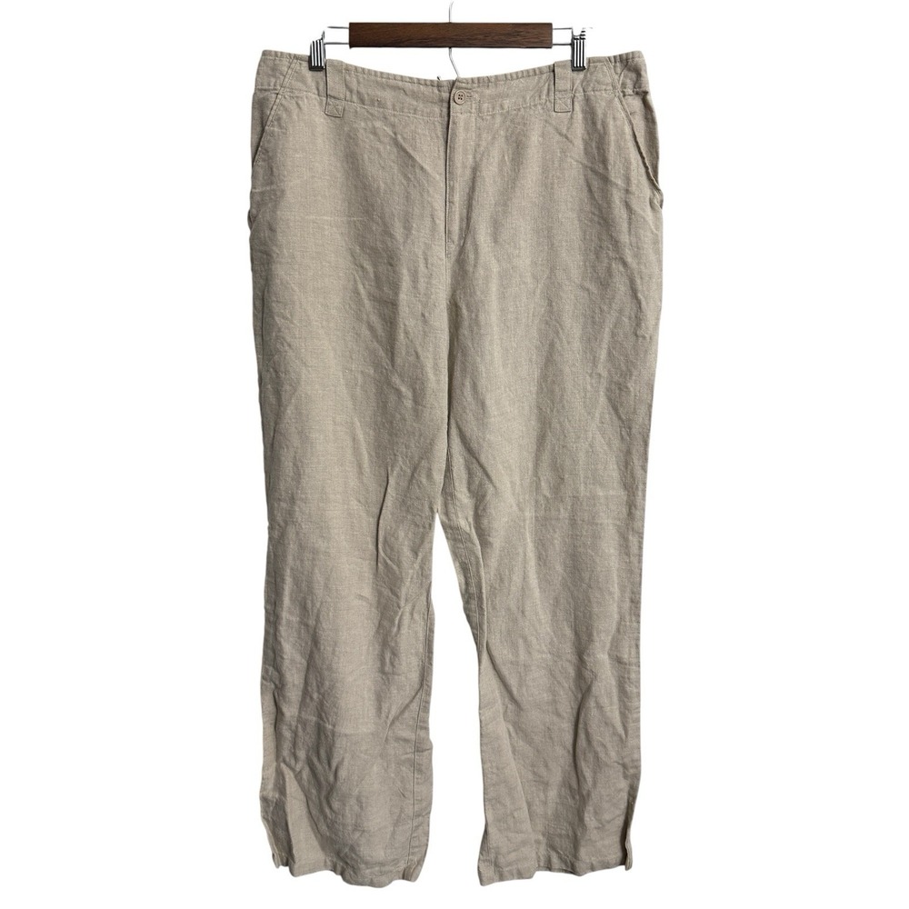 Isabella Bird linen pants women's 14‎ tan neutral minimalist lagenlook trousers